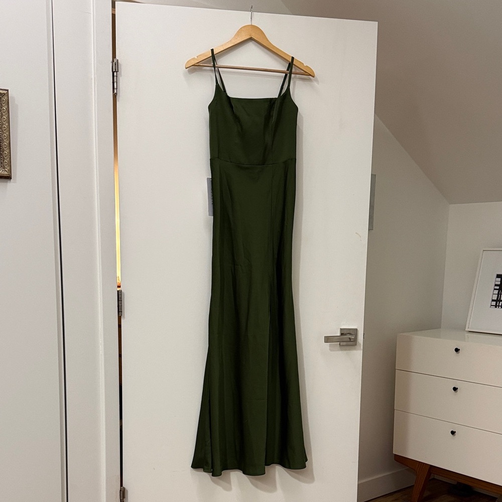 Azazie Lidia Dress Olive - bust 31” waist 28” hips 32” NWT